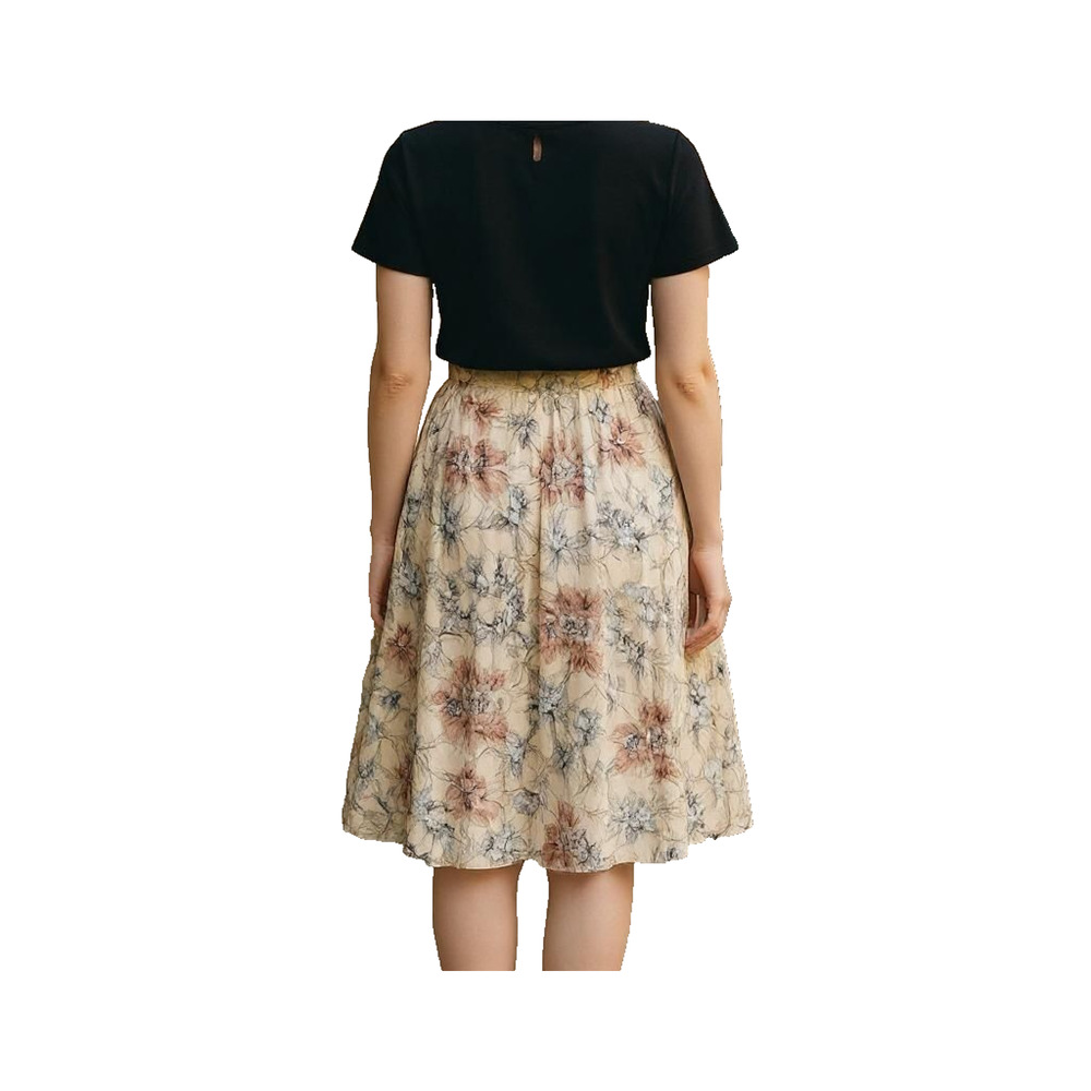 Alex Marie Apricot Pink Sunset Skies Floral Midi Skirt Pleated Cotton 6 NWOT - Picture 2 of 8